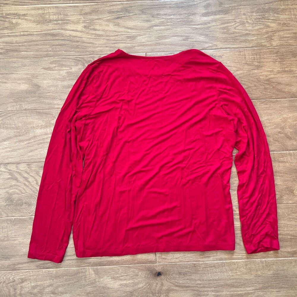 Chico's Karina Long Sleeve Tee Size 2 (L/12) Red - Picture 2 of 6